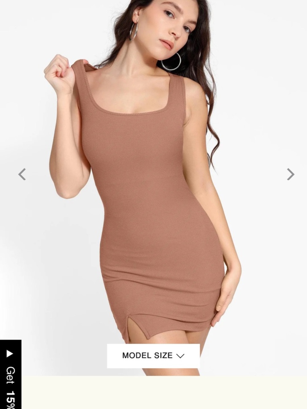 Sleek Ribbed Mini Dress in Brown